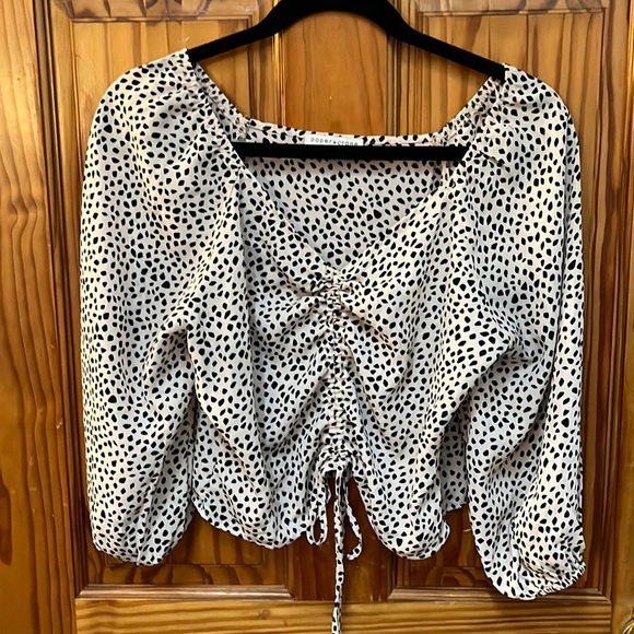 Blouse tan and black - Picture 1 of 2